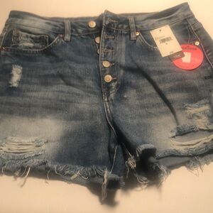 Dream button fly distressed shorts
